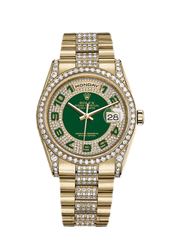 Rolex Day-Date Watch 118388-0055 36 mm Yellow gold Case Golden Green Dial