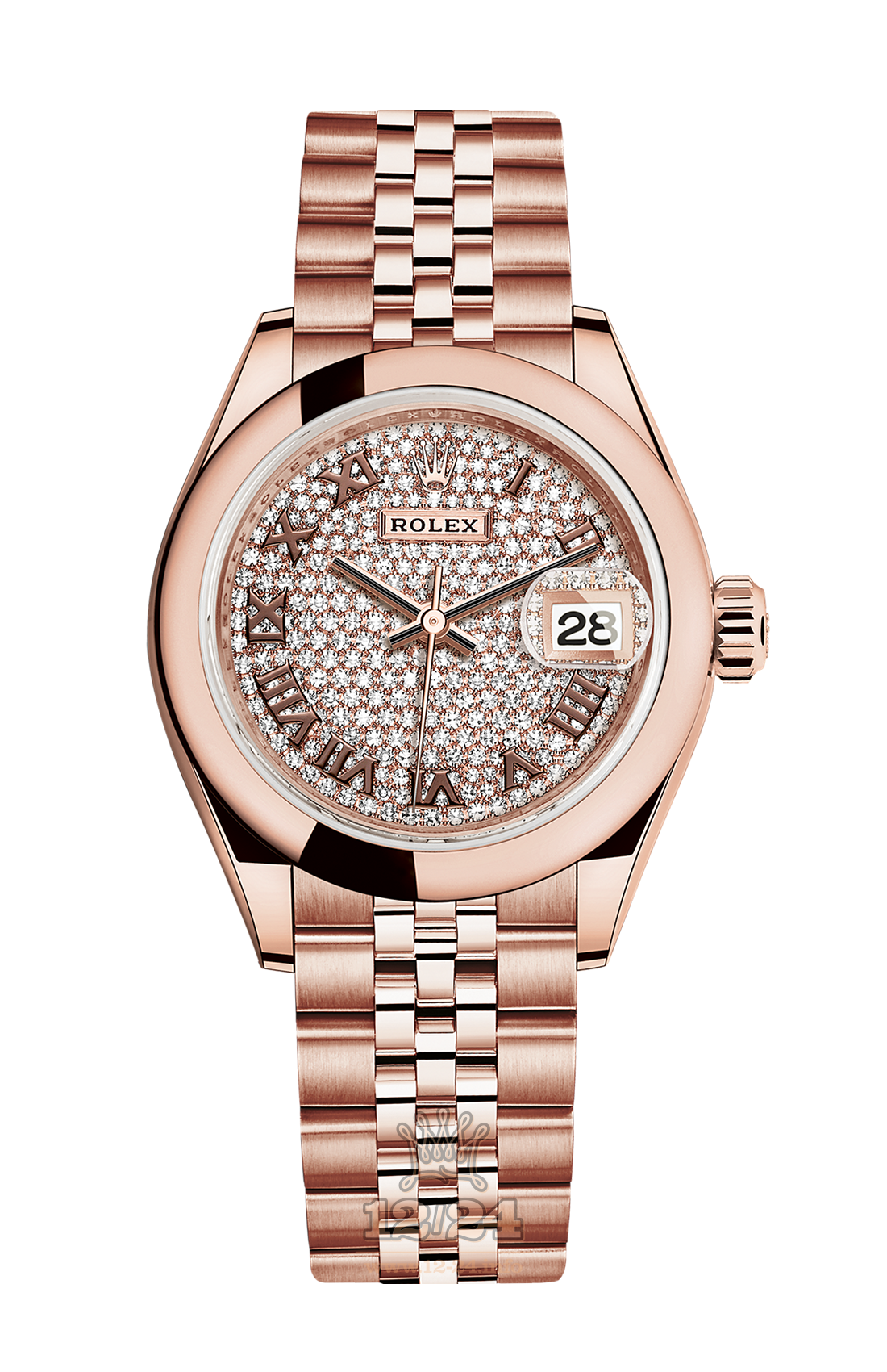 Rolex Datejust Watch 279165-0024 28 mm Pink gold Case Silver Golden Dial