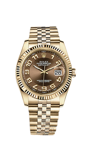 Rolex Datejust Watch 116238-0076 36 mm Yellow gold Case Brown (chocolate) Dial