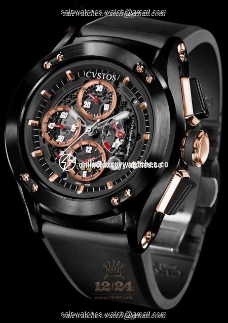 Cvstos Challenge-R Watch CR50 C RGBBR Pink gold Titanium PVD coating Case Black Golden Dial