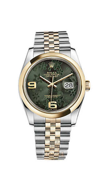 Rolex Datejust Watch 116203-0162 36 mm Steel / Yellow gold Case Green Dial