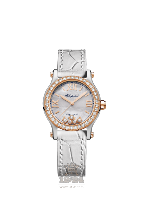 Chopard Happy Sport Watch 278573-6020 30 mm Stainless steel Pink gold Case White Dial