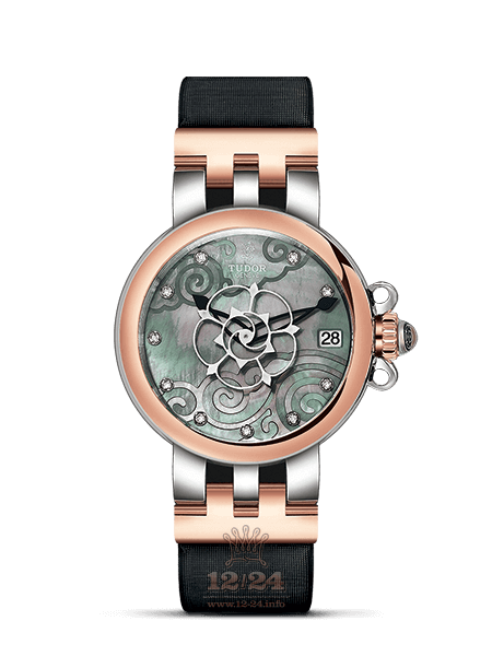 Tudor Clair De Rose Watch 35701-0023 34 mm Steel / Pink gold Case Gray Green Painted Dial