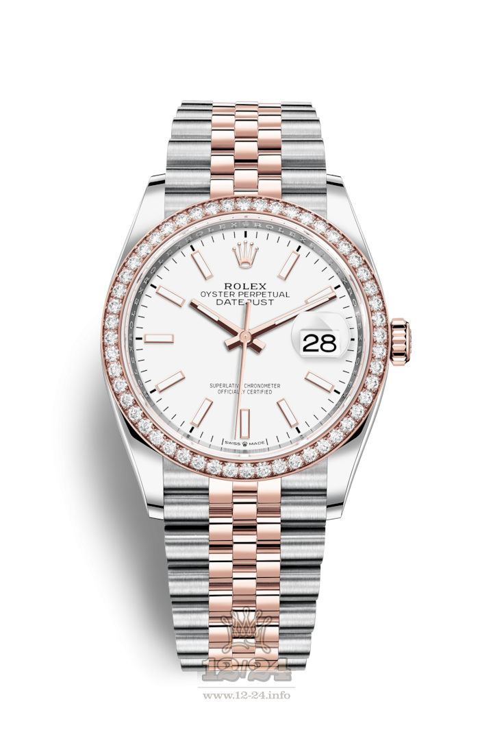 Rolex Datejust Watch 126281rbr-0005 36 mm Steel / Pink gold Case White Dial