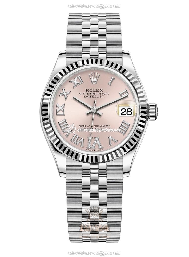 Rolex Datejust Watch 278274-0024 31 mm Stainless steel White gold Case Pink Dial