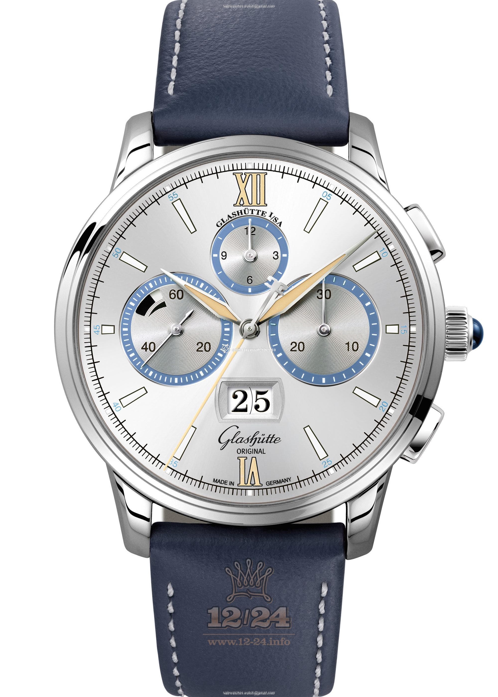 Glashutte Senator Watch 1-37-01-06-03-55 42 mm Platinum Case Silver Dial