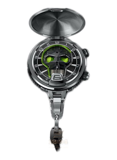 HYT SKULL Watch 159-TD-49-GF-CH 55 mm Titanium DLC coating Case