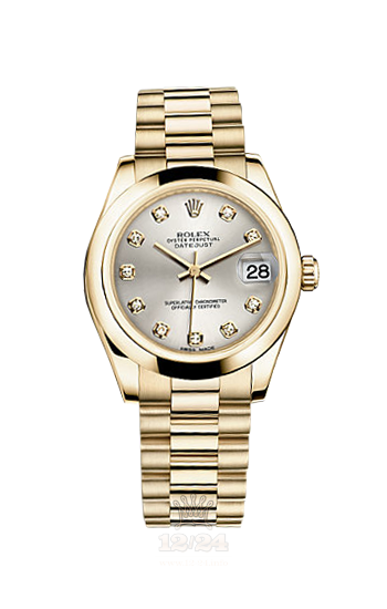 Rolex Datejust Watch 178248-0039 31 mm Yellow gold Case Silver Dial