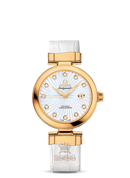 Omega Ladymatic Watch 425.63.34.20.55.002 34 mm Yellow gold Ceramics Case White Dial