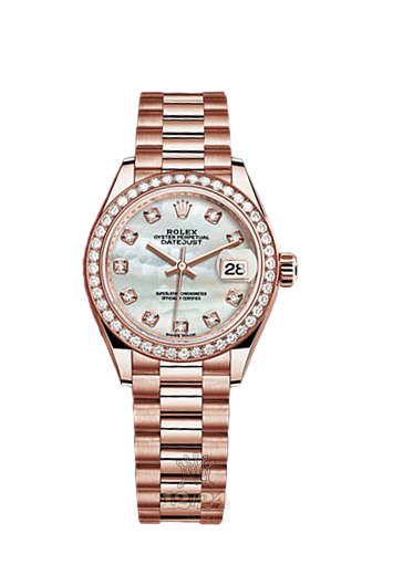 Rolex Datejust Watch 279135rbr-0010 28 mm Pink gold Case White Dial