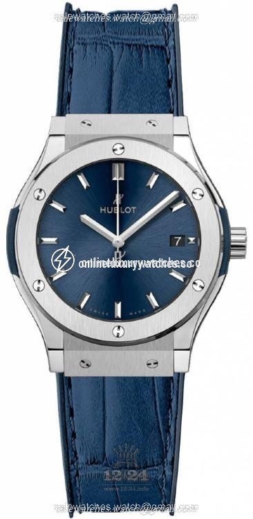Hublot Classic Fusion Watch 581.NX.7170.LR 33 mm Titanium Case Dark blue Dial