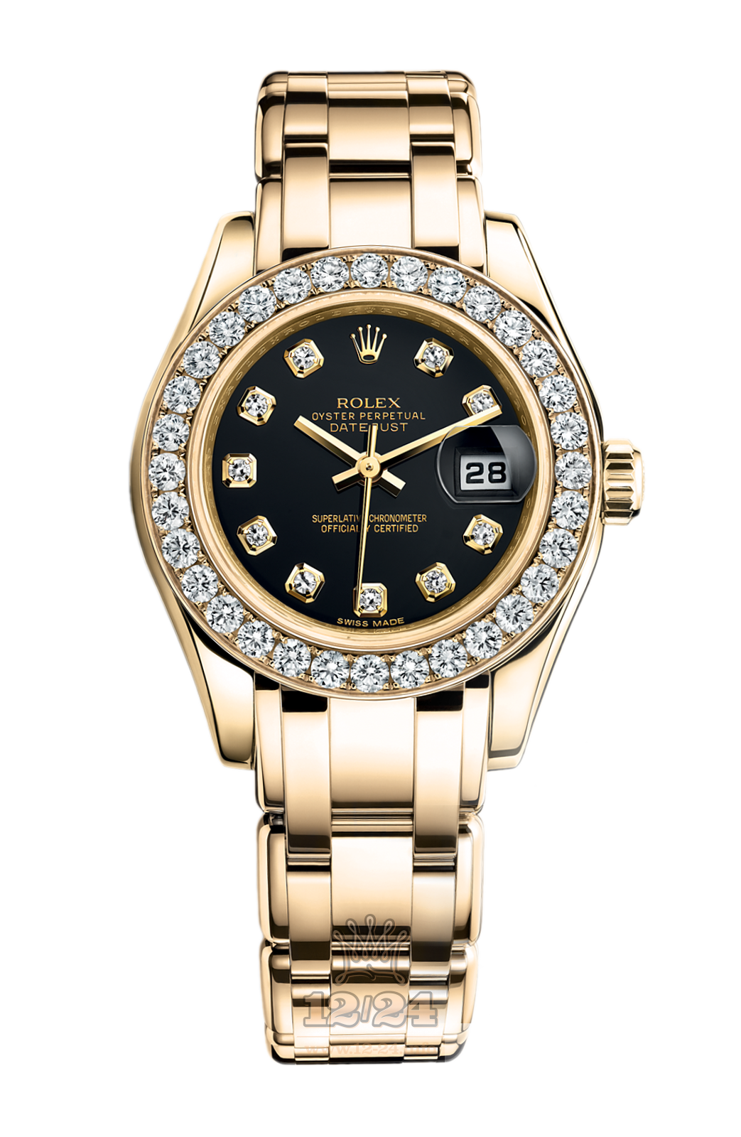 Rolex Lady-Datejust Watch 80298-0083 29 mm Yellow gold Case Black Dial