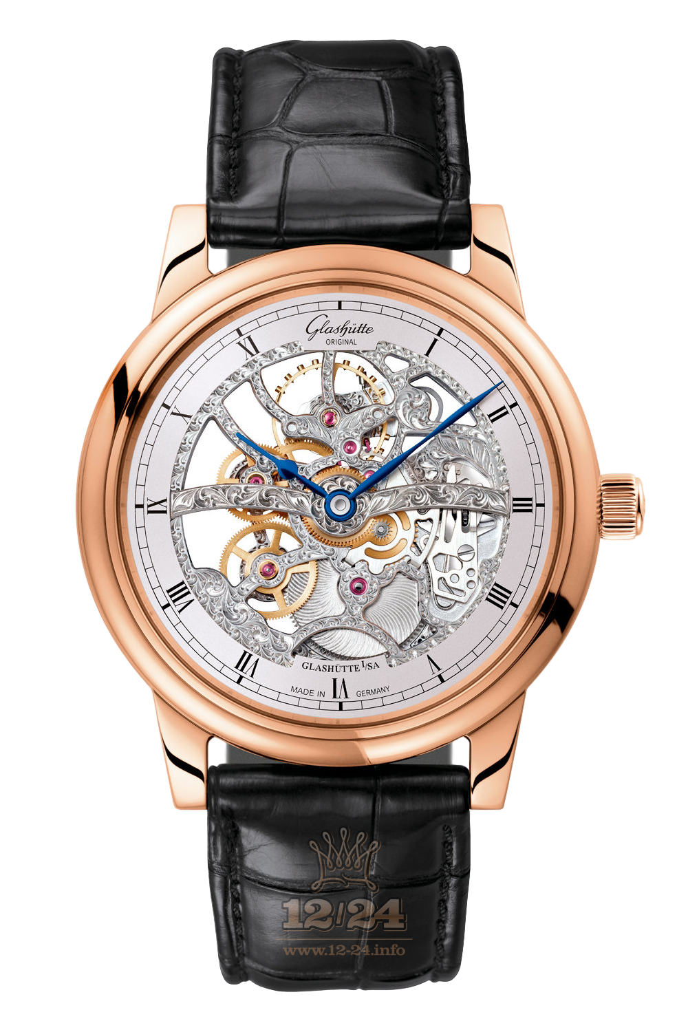 Glashutte Senator Watch 1-49-18-01-05-01 42 mm Pink gold Case Silver Dial