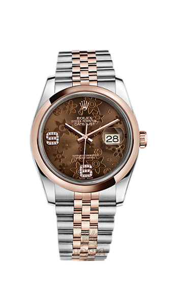 Rolex Datejust Watch 116201-0104 36 mm Steel / Pink gold Case Brown (chocolate) Dial