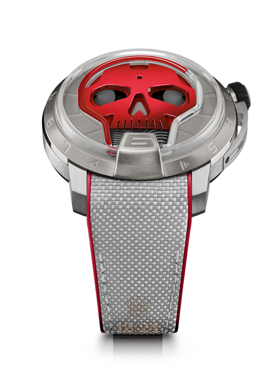 HYT SKULL Watch S48-TT-34-RF-RA 49 mm Titanium Case Red Dial