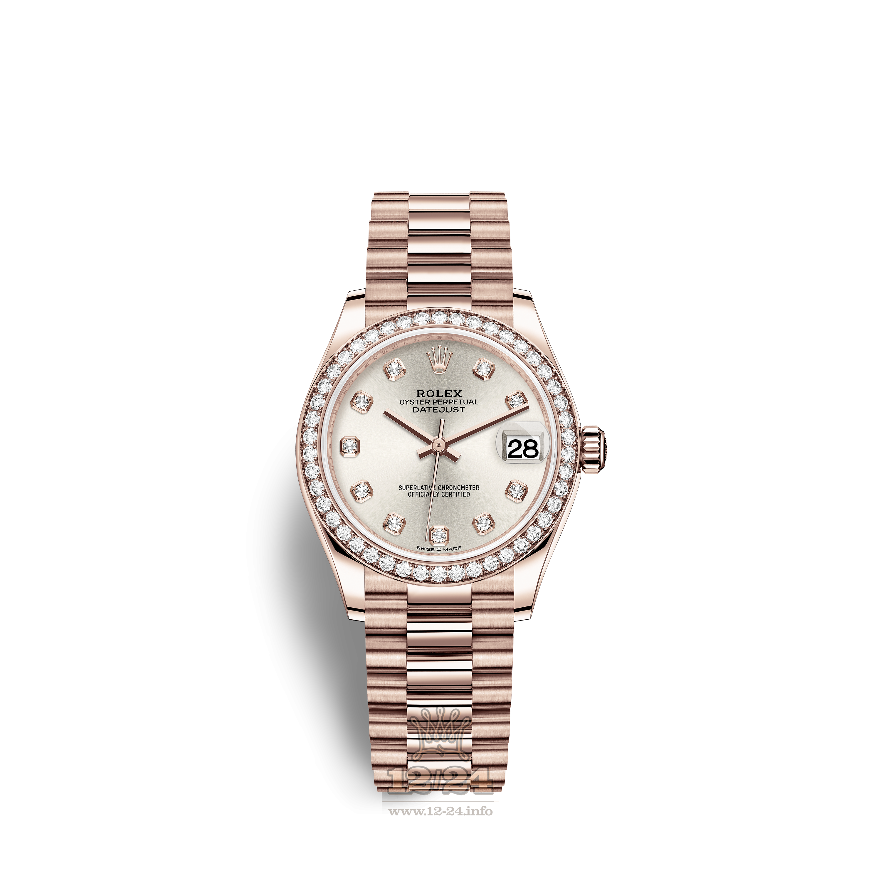 Rolex Datejust Watch 278285rbr-0030 31 mm Pink gold Case Silver Dial