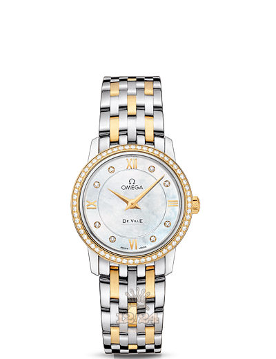 Omega Prestige Watch 424.25.27.60.55.001 27 mm Steel / Yellow gold Case White Dial