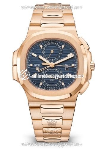 Patek Philippe Nautilus Watch 5990-1R-001 41 mm Pink gold Case Dark blue Dial
