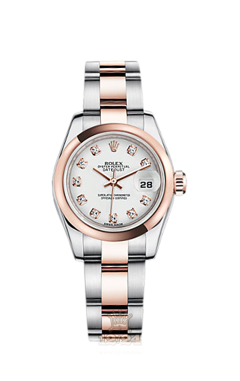 Rolex Lady-Datejust Watch 179161-0032 26 mm Steel / Pink gold Case White Dial