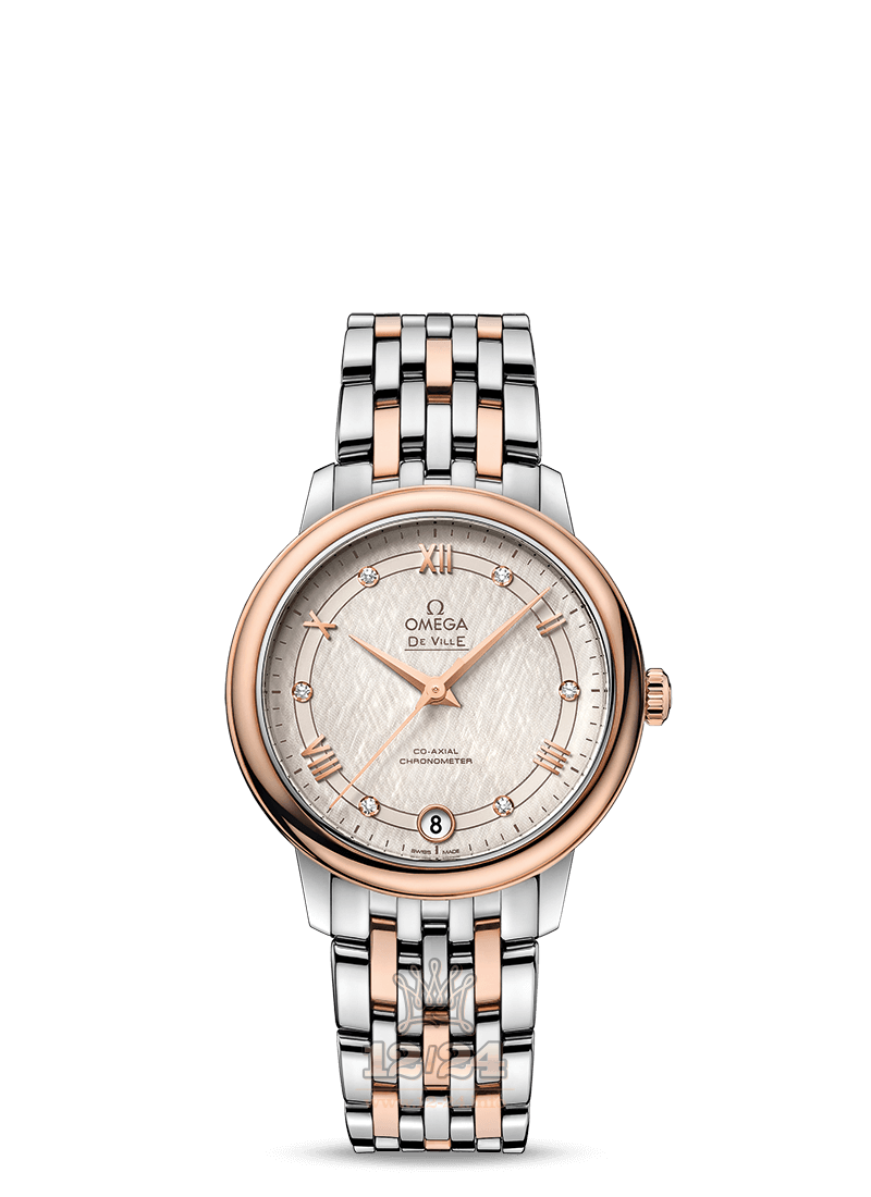 Omega Prestige Watch 424.20.33.20.52.003 32 mm Steel / Pink gold Case Silver Dial