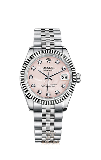 Rolex Datejust Watch 178274-0043 31 mm Steel / White gold Case Pink Dial