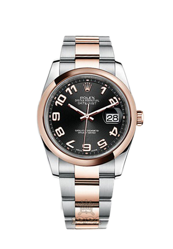 Rolex Datejust Watch 116201-0087 36 mm Steel / Pink gold Case Black Dial