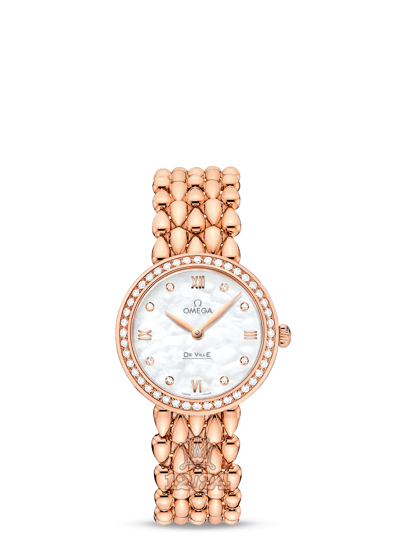 Omega Prestige Watch 424.55.27.60.55.004 27 mm Pink gold Case White Dial