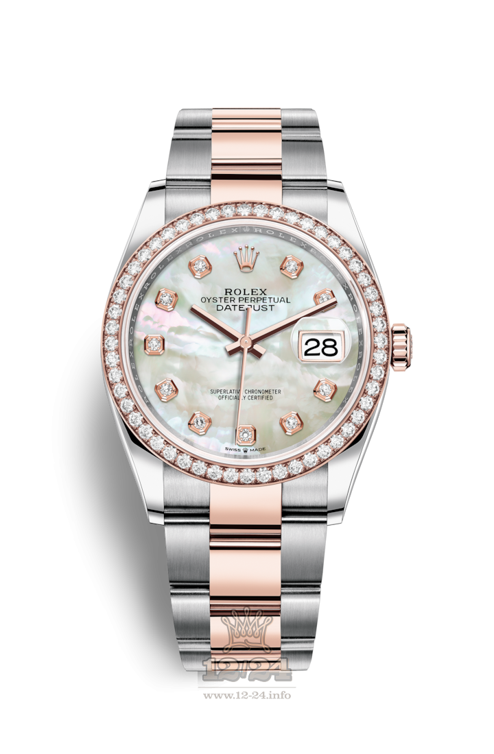 Rolex Datejust Watch 126281rbr-0010 36 mm Steel / Pink gold Case White Dial