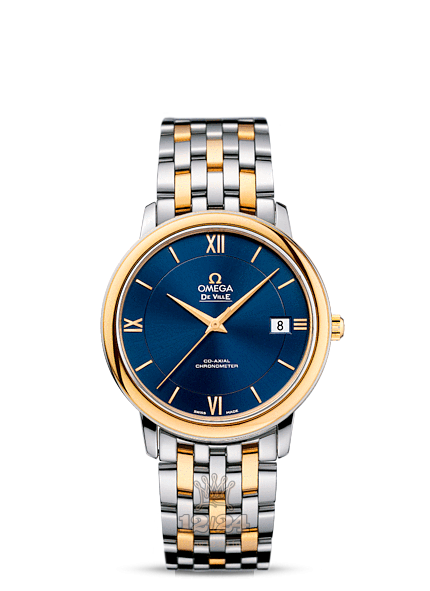 Omega Prestige Watch 424.20.37.20.03.001 37 mm Steel / Yellow gold Case Dark blue Dial
