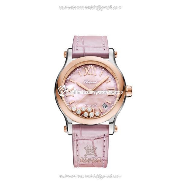 Chopard Happy Sport Watch 278559-6021 36 mm Stainless steel Pink gold Case Pink Dial