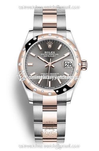 Rolex Datejust Watch 278341rbr-0017 31 mm Stainless steel Pink gold Case Gray Dial