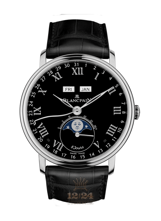 Blancpain Villeret Watch 6639-3437-55B 42 mm Platinum Case Black Dial