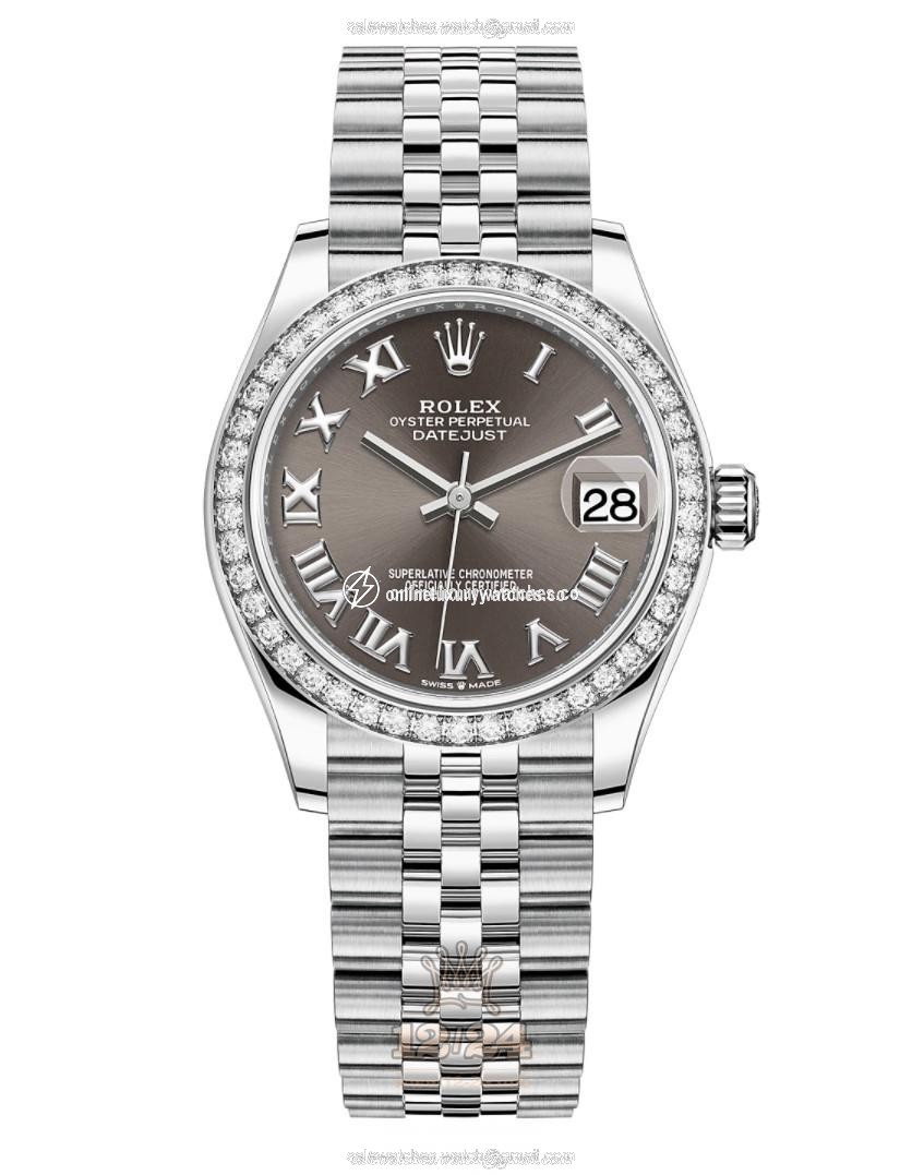 Rolex Datejust Watch 278384rbr-0026 31 mm Stainless steel White gold Case Gray Dial