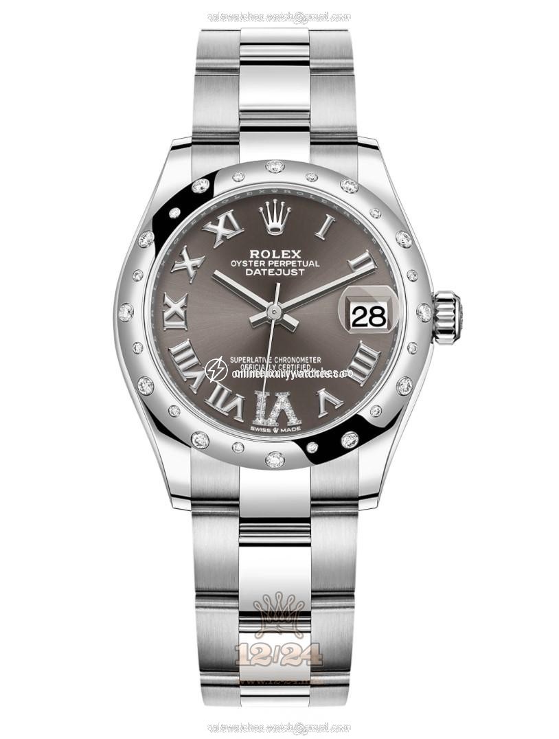 Rolex Datejust Watch 278344rbr-0029 31 mm Stainless steel White gold Case Gray Dial