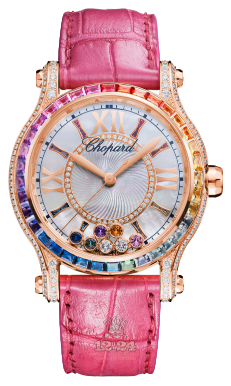 Chopard Happy Diamonds Watch 274891-5007 36 mm Pink gold Case Silver Dial