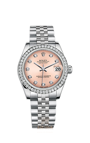Rolex Lady-Datejust Watch 178384-0045 31 mm Steel / White gold Case Pink Dial
