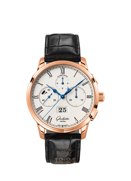 Glashutte Senator Watch 1-37-01-01-05-50 42 mm Red gold Case White Silver Dial