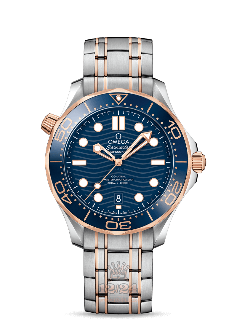 Omega Diver 300 M Watch 210.20.42.20.03.002 42 mm Steel / Pink gold Case Dark blue Dial