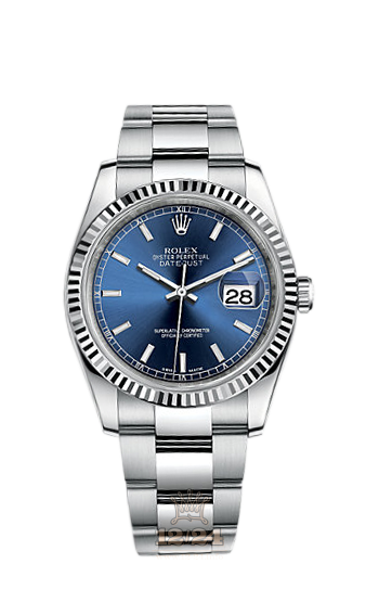 Rolex Datejust Watch 116234-0128 36 mm Steel / White gold Case Dark blue Dial