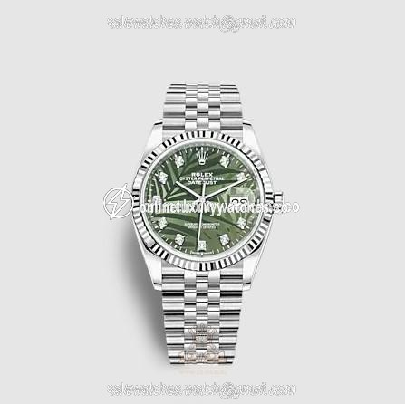 Rolex Datejust Watch 126234-0055 36 mm Stainless steel White gold Case Green Painted Dial