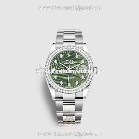 Rolex Datejust Watch 126284rbr-0048 36 mm Stainless steel White gold Case Green Painted Dial