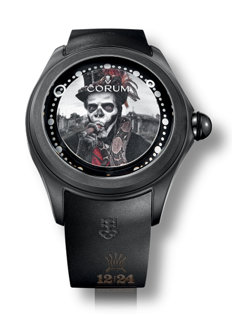 Corum Bubble Watch L390/03340 52 mm Titanium PVD coating Case White Black Dial