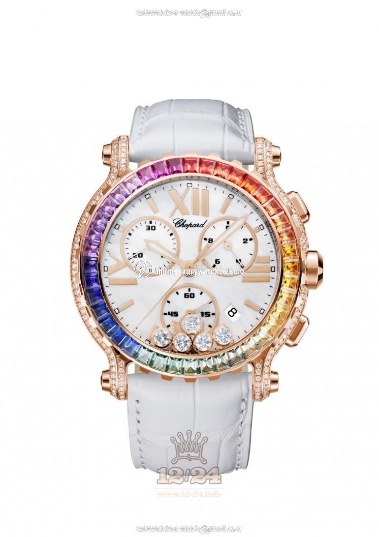 Chopard Happy Diamonds Watch 283582-5015 42 mm Pink gold Case White Dial