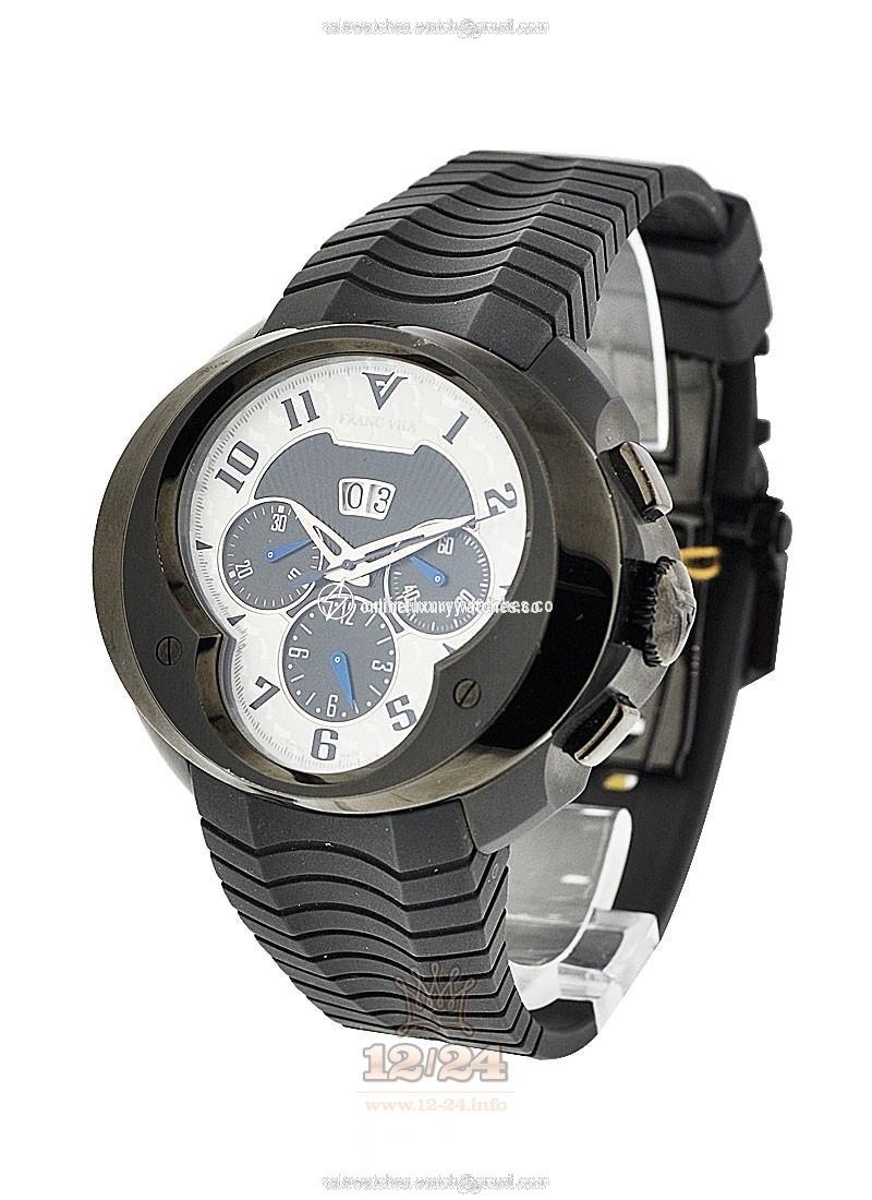 Franc Vila Cobra Watch 8CH.DLC.101 45 mm Stainless steel DLC coating Case White Black Dial