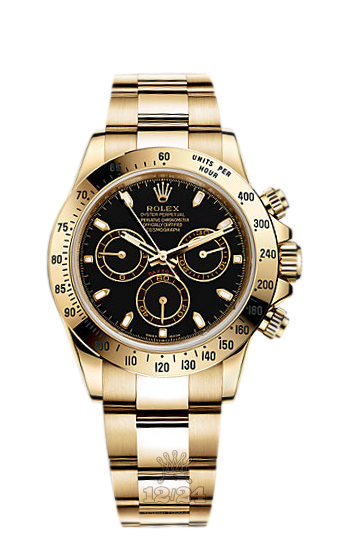 Rolex Cosmograph Daytona Watch 116528-0035 40 mm Yellow gold Case Black Dial
