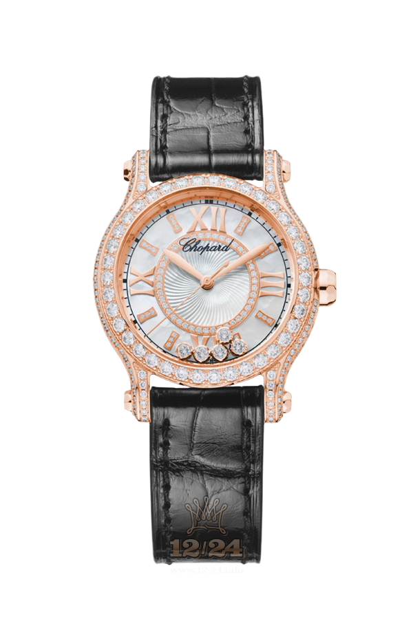Chopard Happy Diamonds Watch 274302-5001 30 mm Pink gold Case Silver Dial