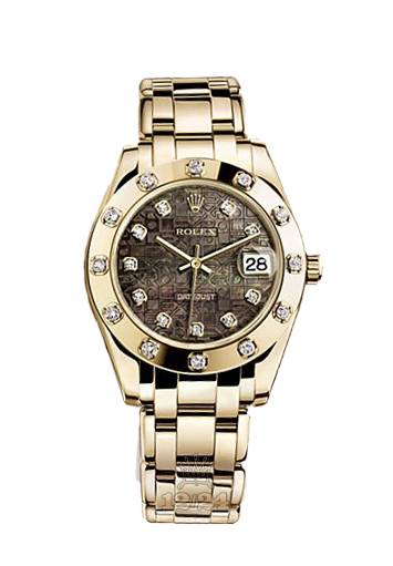 Rolex Pearlmaster Watch 81318-0004 34 mm Yellow gold Case Black Dial