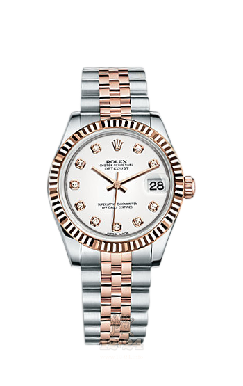 Rolex Lady-Datejust Watch 178271-0010 31 mm Steel / Pink gold Case White Dial