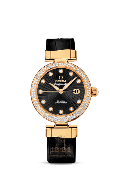Omega Ladymatic Watch 425.68.34.20.51.002 34 mm Yellow gold Ceramics Case Black Dial