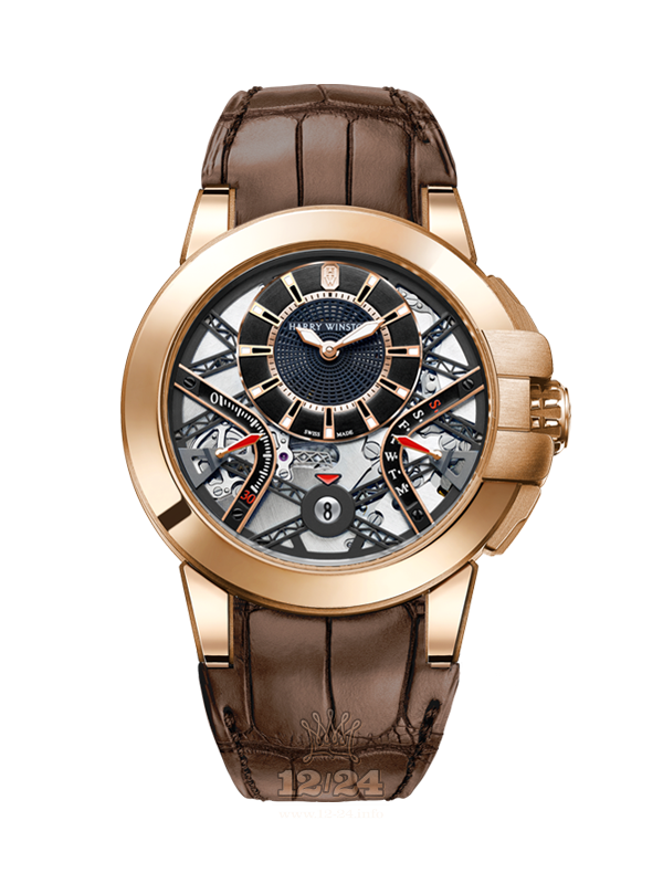 Harry Winston The Ocean Collection Watch OCEABI42RR001 42 mm Pink gold Case Black Silver Dial